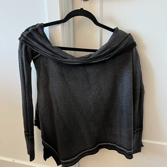 Free People black/grey off the shoulder‎ top (xs) - Picture 1 of 3